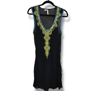 Graham Kandiah Womens‎ Dress Sz Small Black Silk Beaded Hip Drawstring